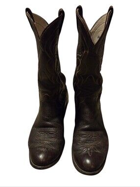 Vintage Olathe Men's 11D Brown Antelope Leather Western Boots - Made in USA